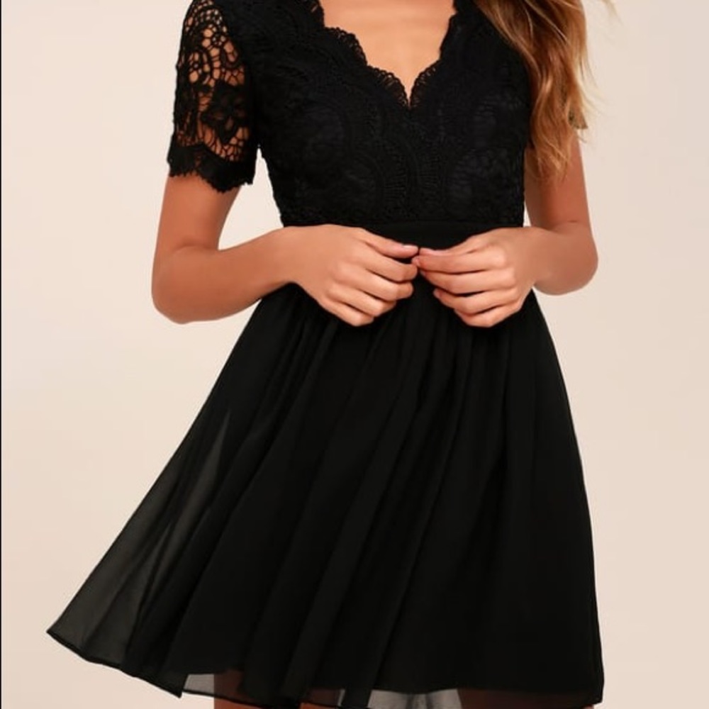 Lulu’s Black Lace Skater Dress